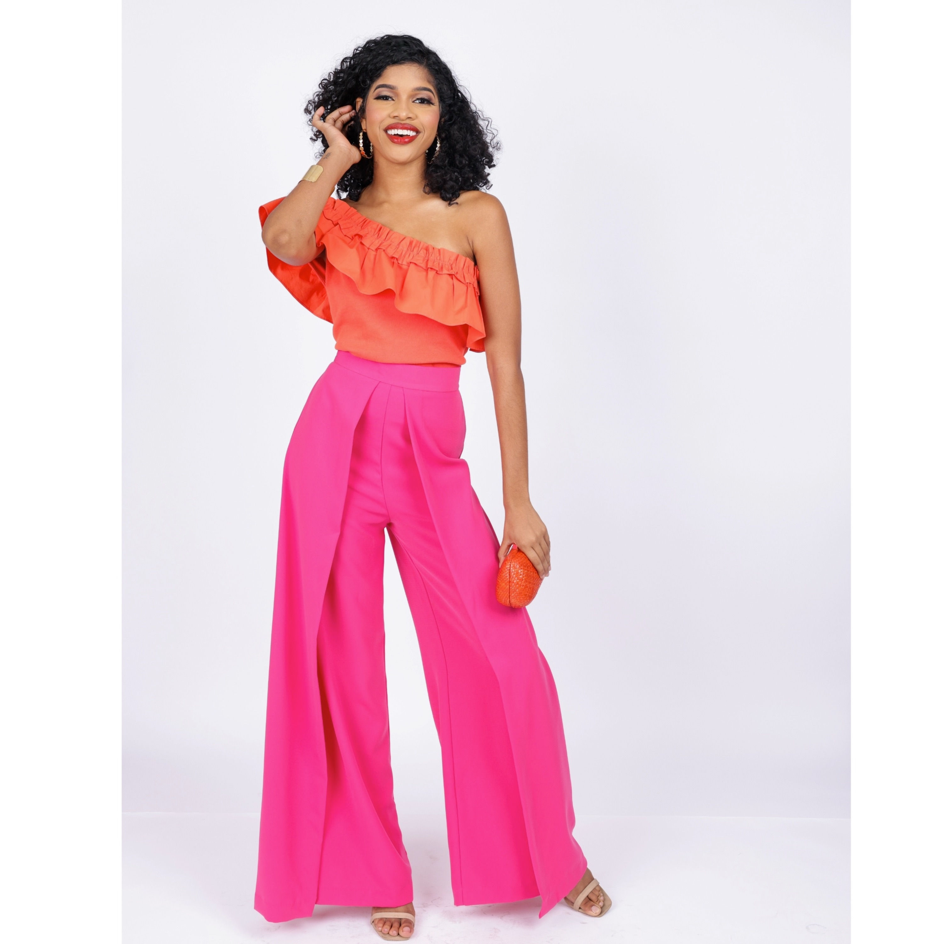 FUSCHIA WIDE LEG PANTS