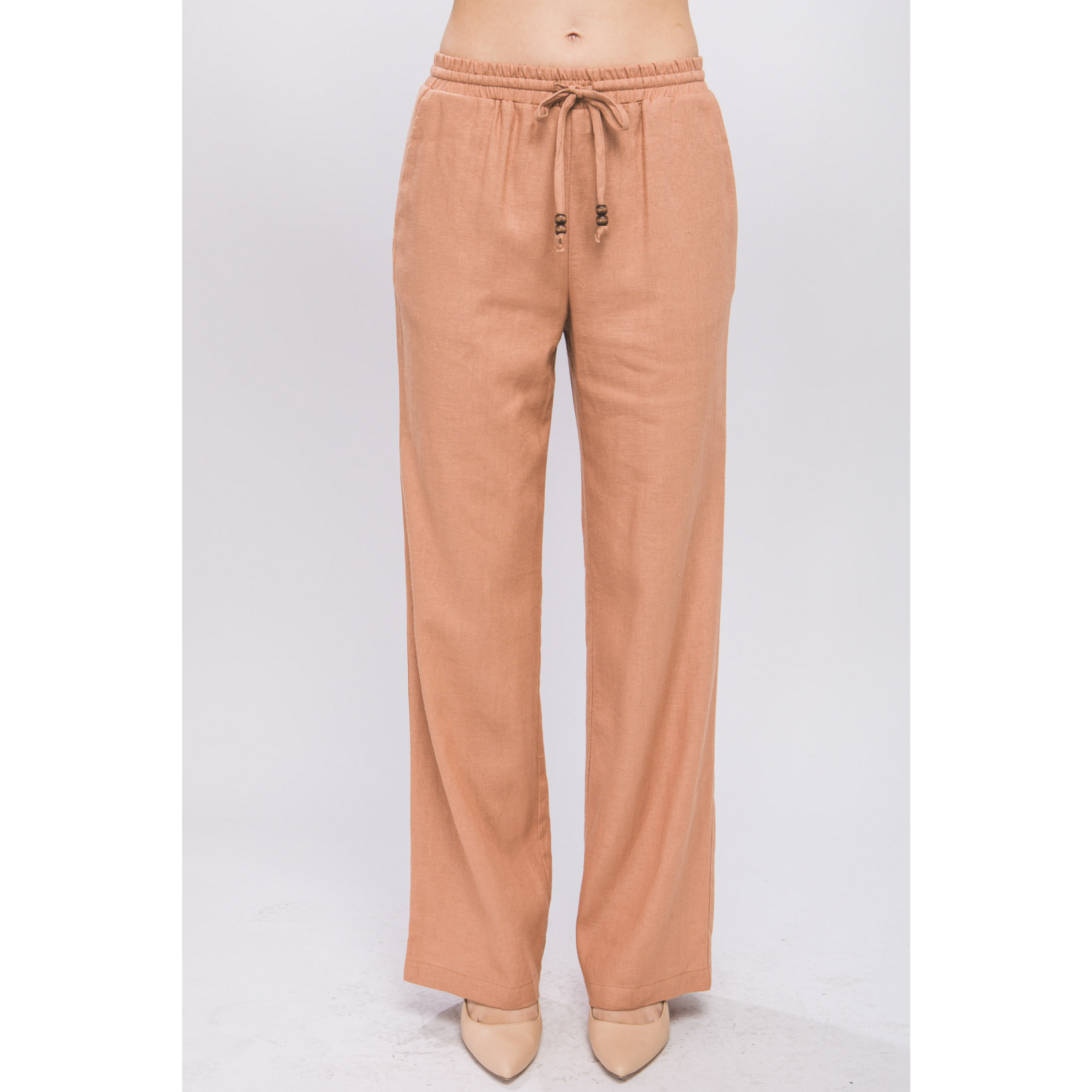 PERSIMMON LINEN WIDE LEG PANTS