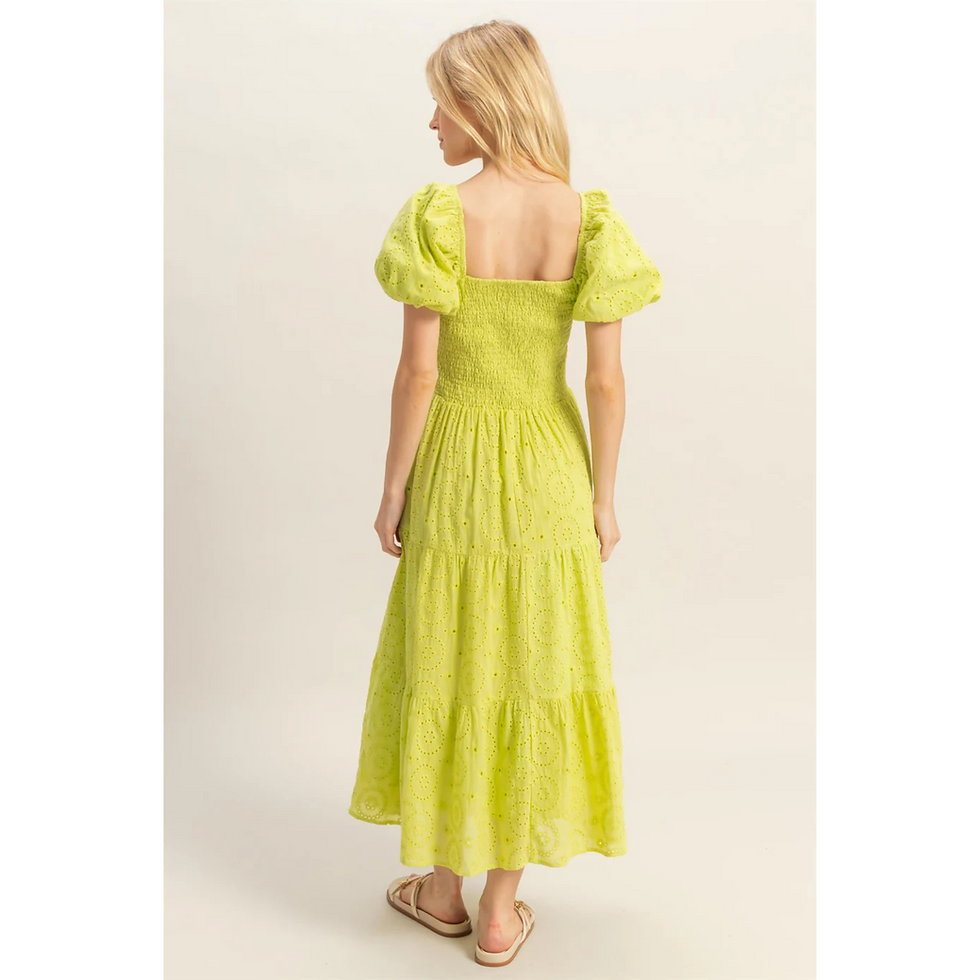 Thumbnail: LIME GREEN EYELET DRESS