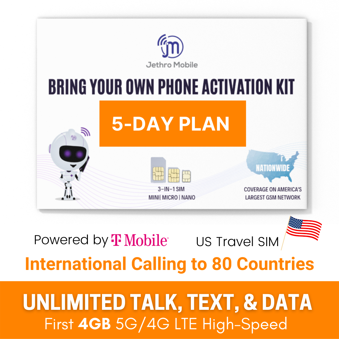 Buy USA SIM Card Prepaid Travel Plan (5 Days) | Jethro Shop