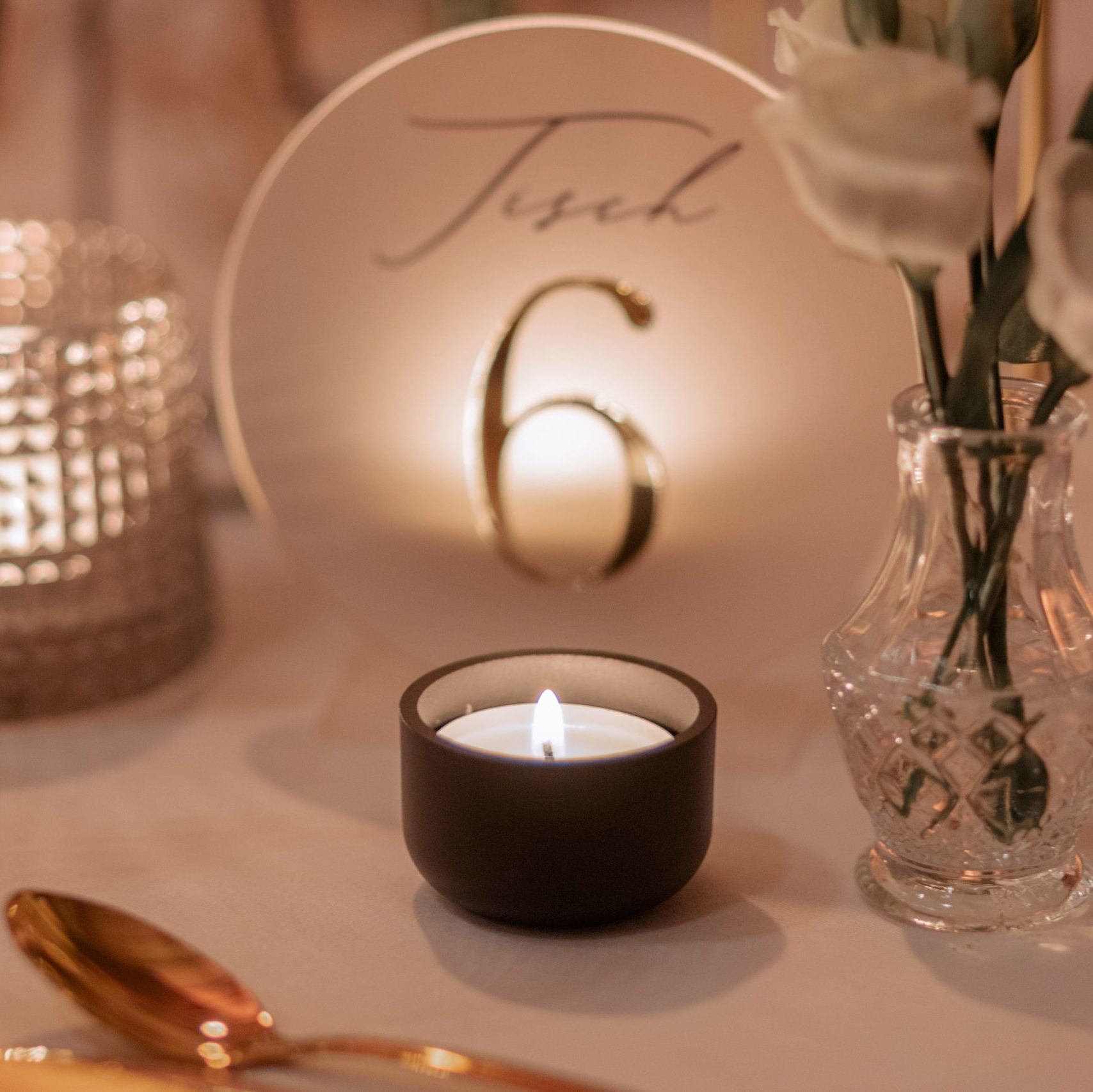 Teelicht, klein, schwarz