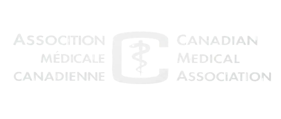 Graphic logo design featuring a stylized letter C enclosing a Rod of Asclepius. The design uses high-contrast white elements against a black background.