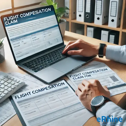 Flight Compensation Assistance by eRhine LLC – expert support in filing claims for flight delays, cancellations, and disruptions, ensuring maximum compensation for travelers.