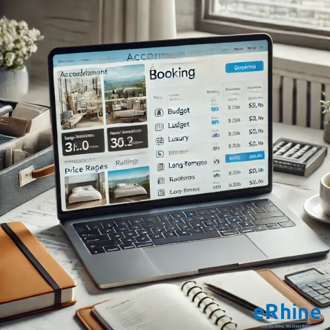 Travel Booking Services by eRhine LLC – expert assistance in booking accommodations, including hotels, holiday homes, and vacation rentals tailored to client preferences.