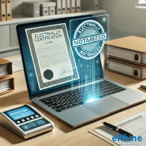eNotary Public & Document Certification by eRhine LLC – reliable electronic notarization and official document certification for legal and business needs