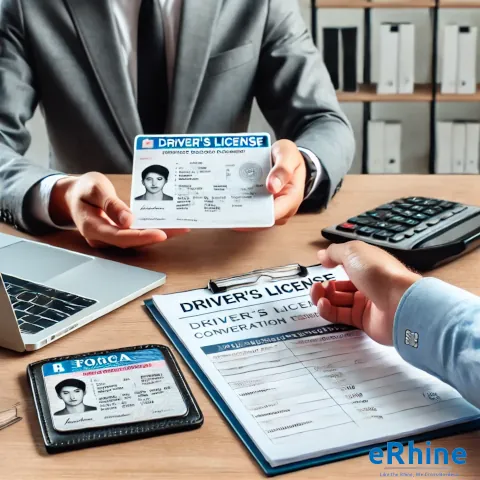 Driver’s License Conversion assistance by eRhine LLC – expert guidance for converting foreign driver’s licenses to local standards, ensuring a smooth transition.