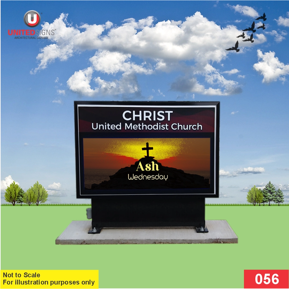 P8 (8mm) 3'h x 6'w LED Digital Church Sign 056 Outdoor Signage