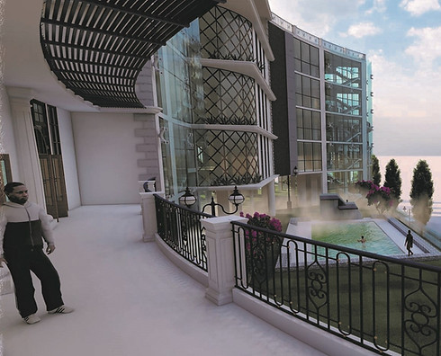 view of the swimming pool and ocean