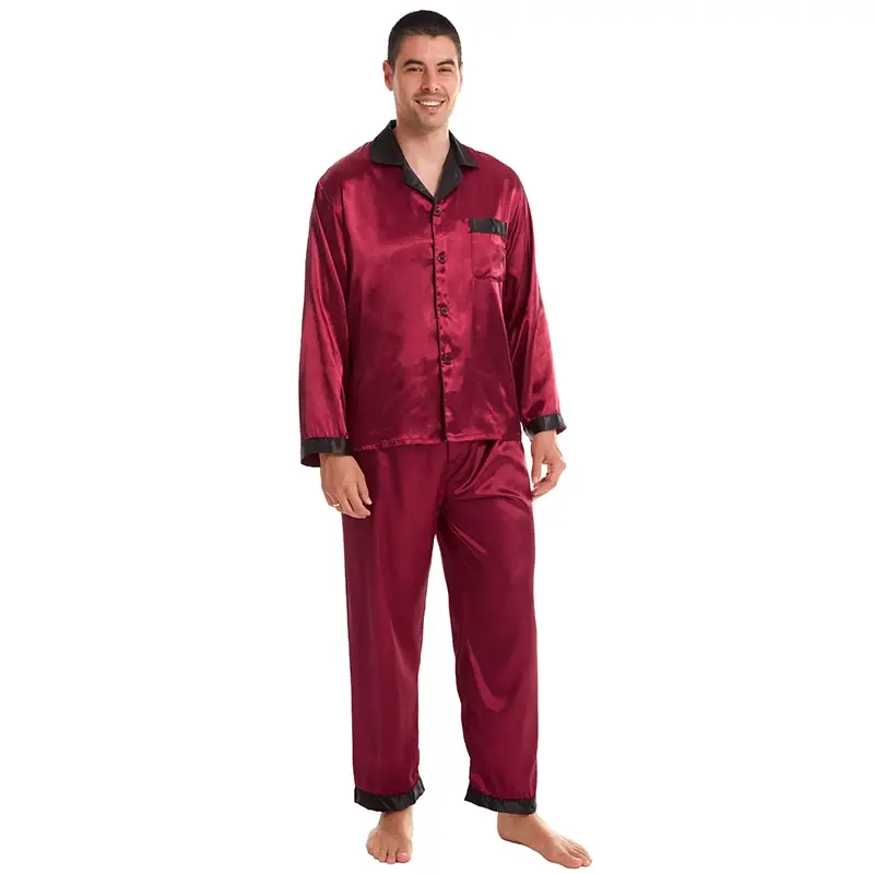 Thumbnail: Men's Satin Silk Pajama Set Men Pajamas Silk Sleepwear Men
