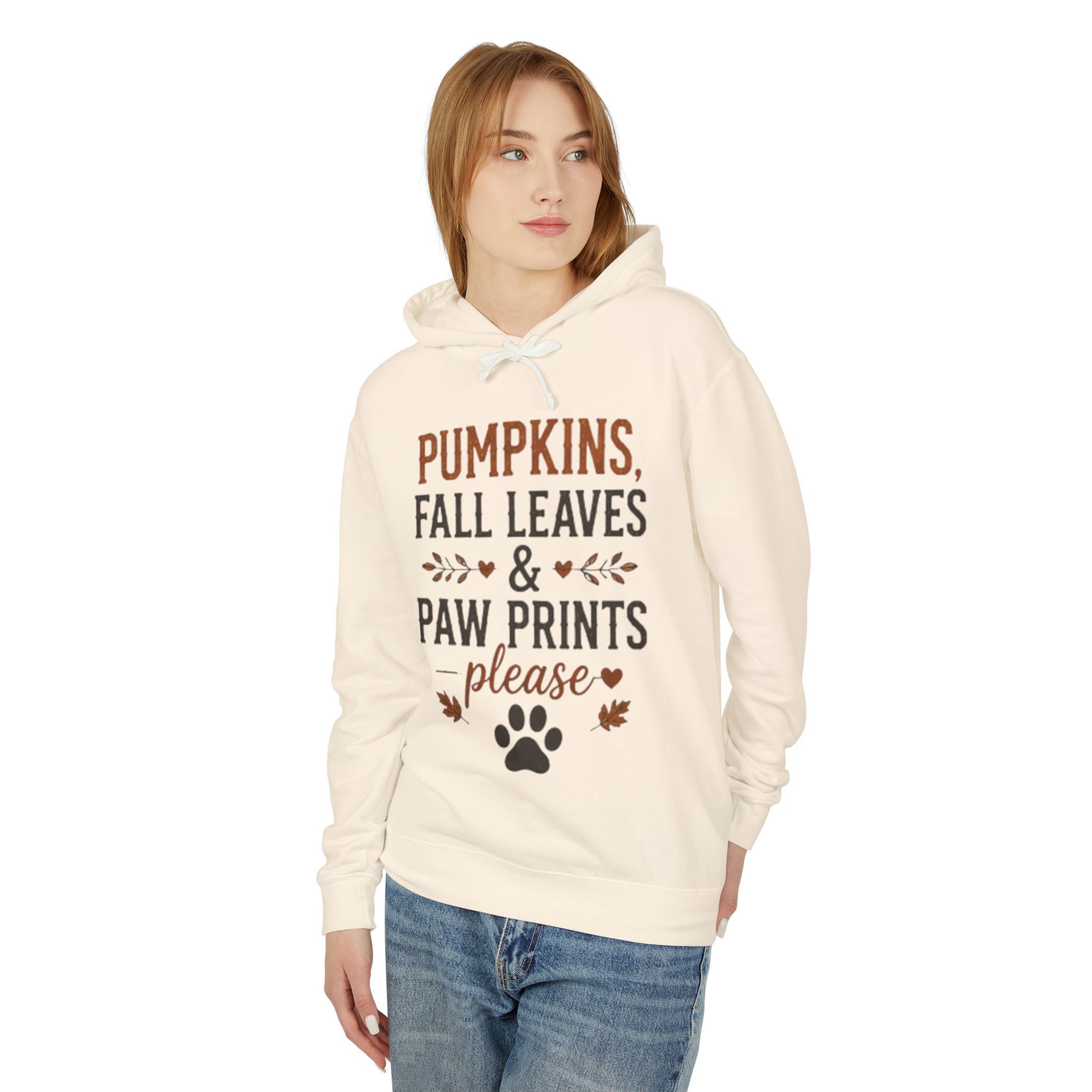 Pumpkins, Fall Leaves & Paw Prints Hoodie