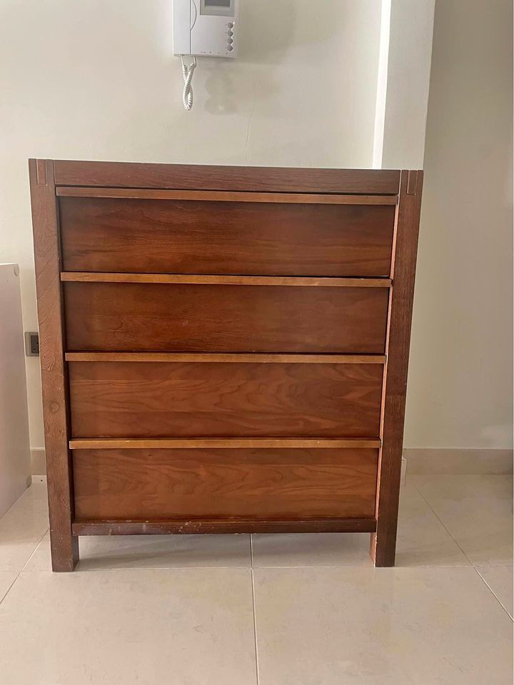 Thumbnail: Bespoke chest of drawers in grey/beige/blue/teal with geometric patterns