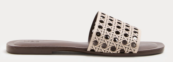Ecru laser cut mules