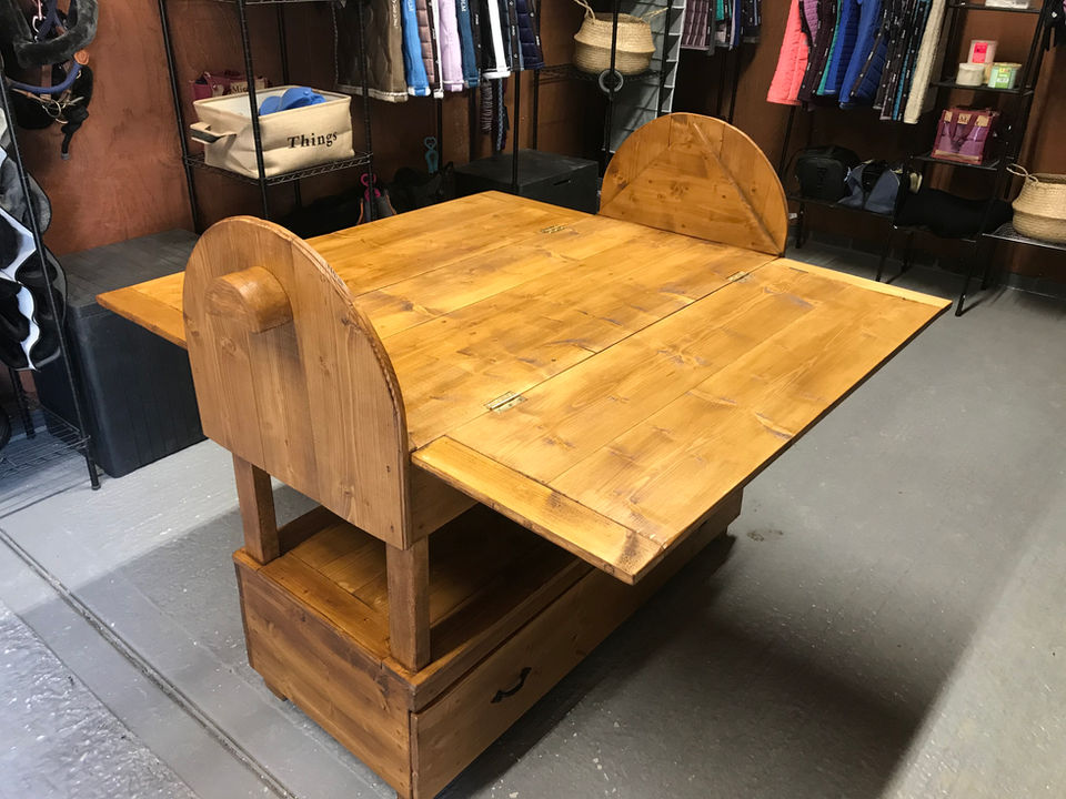 Wooden Folding Table Top Saddle Stand