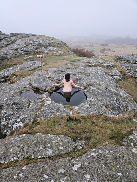 water, granite, naked photoshoot, naked woman, contemporary photography, dartmoor, life photography