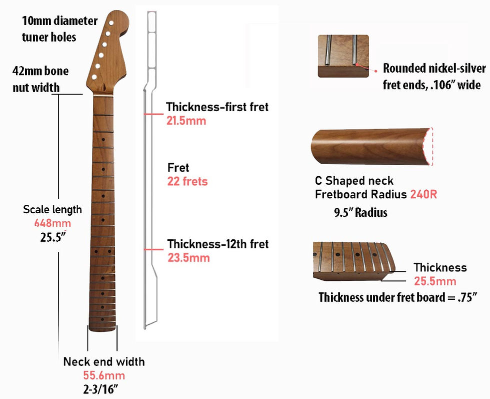 Thumbnail: ST Guitar Neck ROASTED Maple fretboard, Maple neck