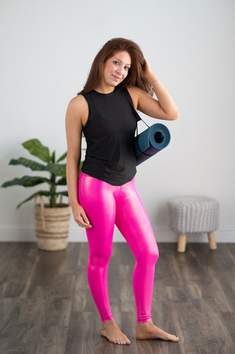 High Rise 7/8 Legging Rainbow Metallic Pink