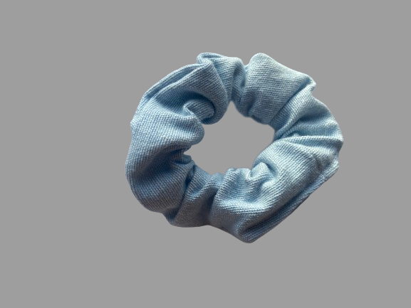 Thumbnail: Mini sizes 6PCS, Light Blue White Satin Brown Floral Scrunchies