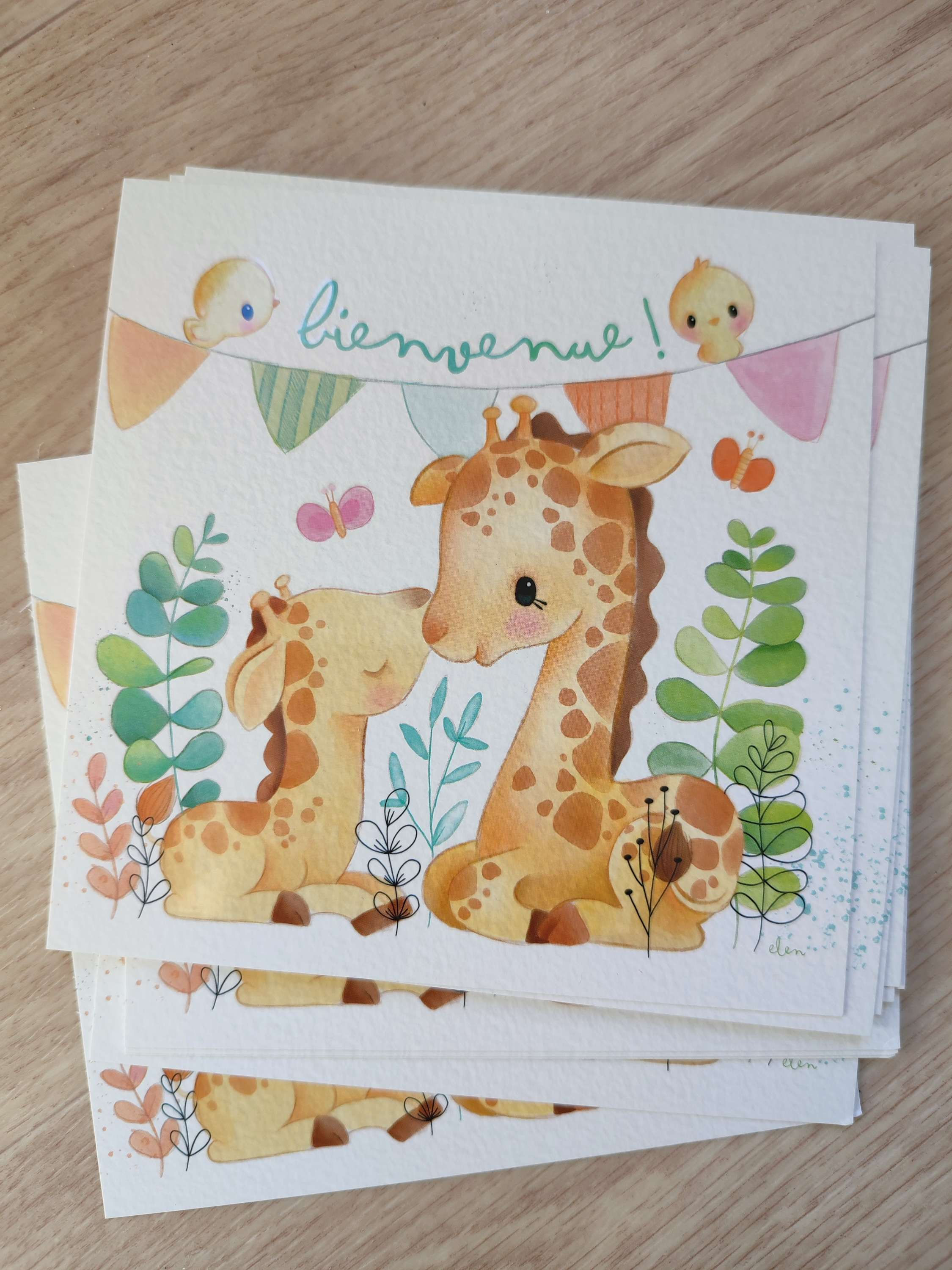 Carte naissance girafes