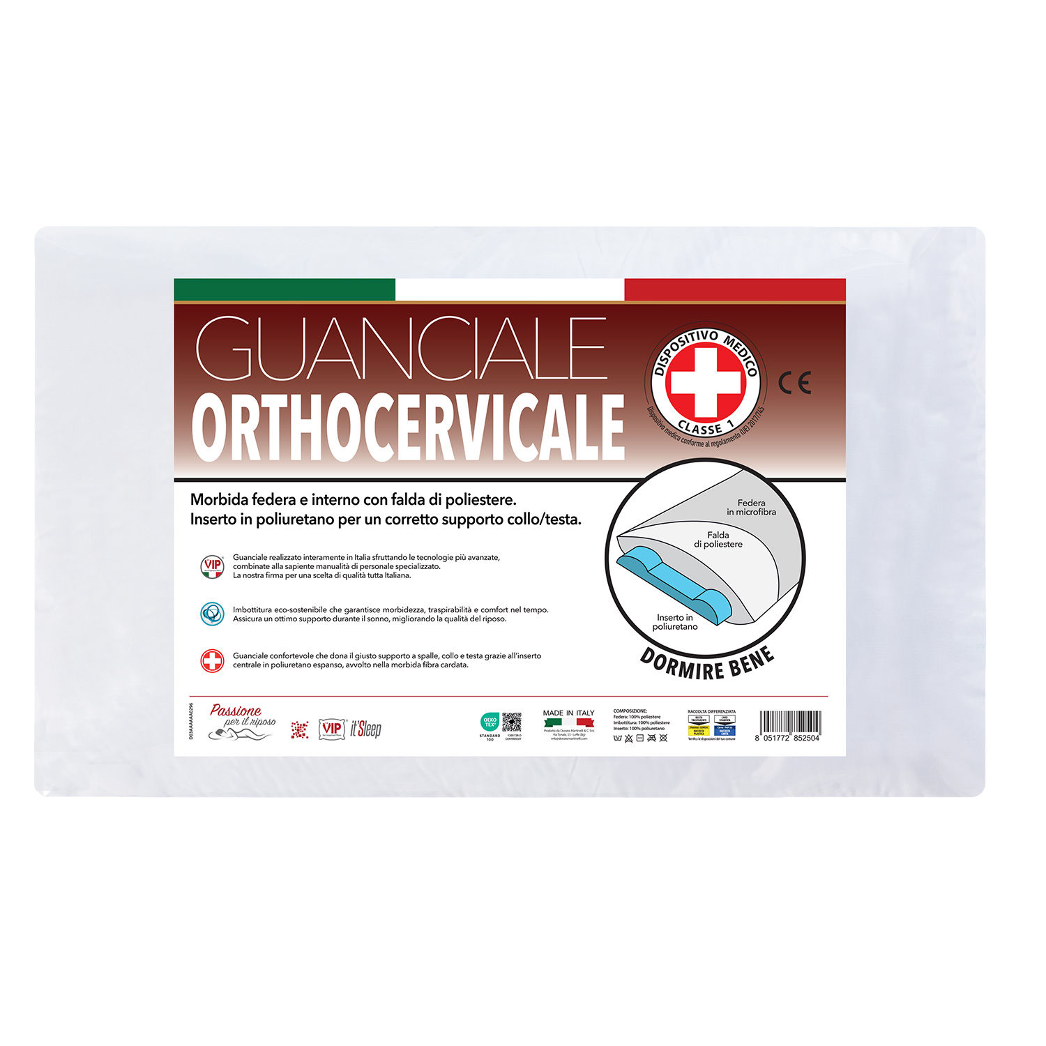 Guanciale Orthocervicale in fibra con inserto in poliuretano