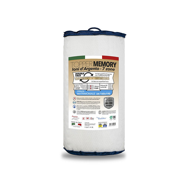 Topper-Memory-7-Zone-h-6-cm-guscio-ioni-d'argento-antibatterico