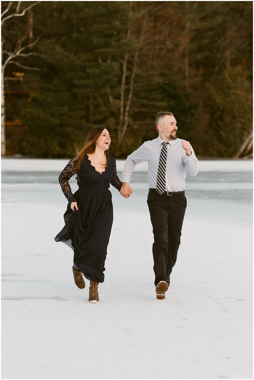 Fun engagement photography in Lake Placid by Mountainaire Gatherings