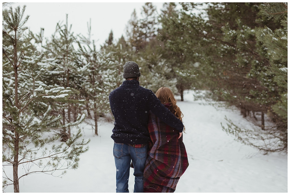 Snowy Lake Placid Engagement Session