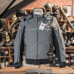 Textiel motorjas voor heren van het merk Furygan in de kleur grijs en zwart.
