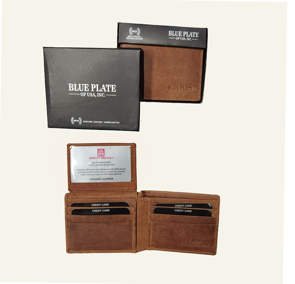 Thumbnail: A 14 BH-Brown - RFID bifold wallet in Buff distress Leather with 2 ID