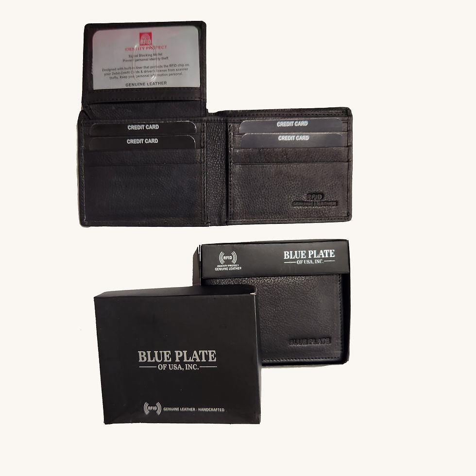 Thumbnail: A 14 SG Black - RFID bifold wallet in soft grain Leather with 2 ID