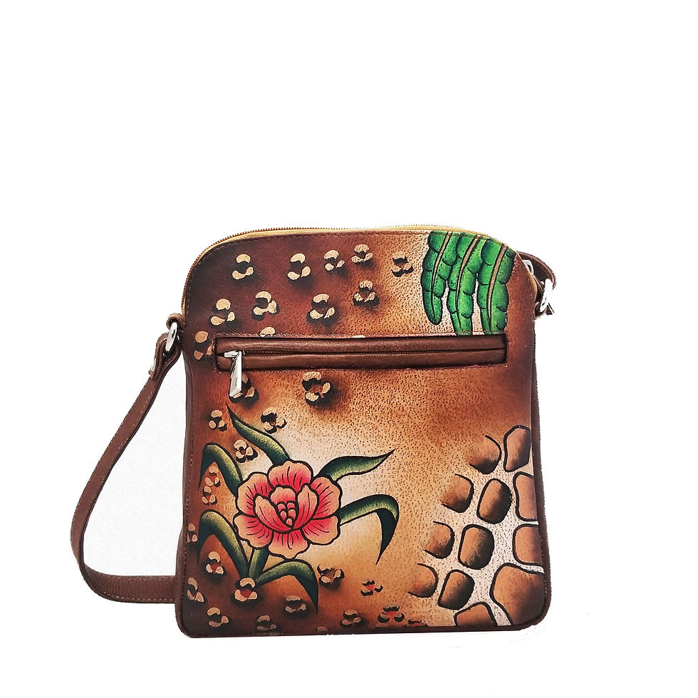 Thumbnail: D 45326A BB - Butterfly breeze, Leather Hand Painted Cross body