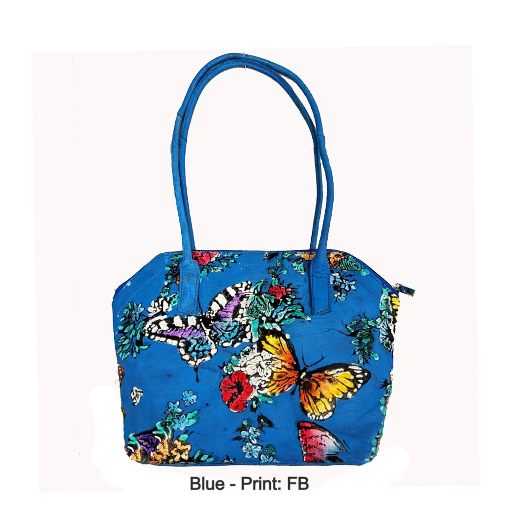 S 60776 FB - Leather hand painted, hand tooled, zip top underarm Tote