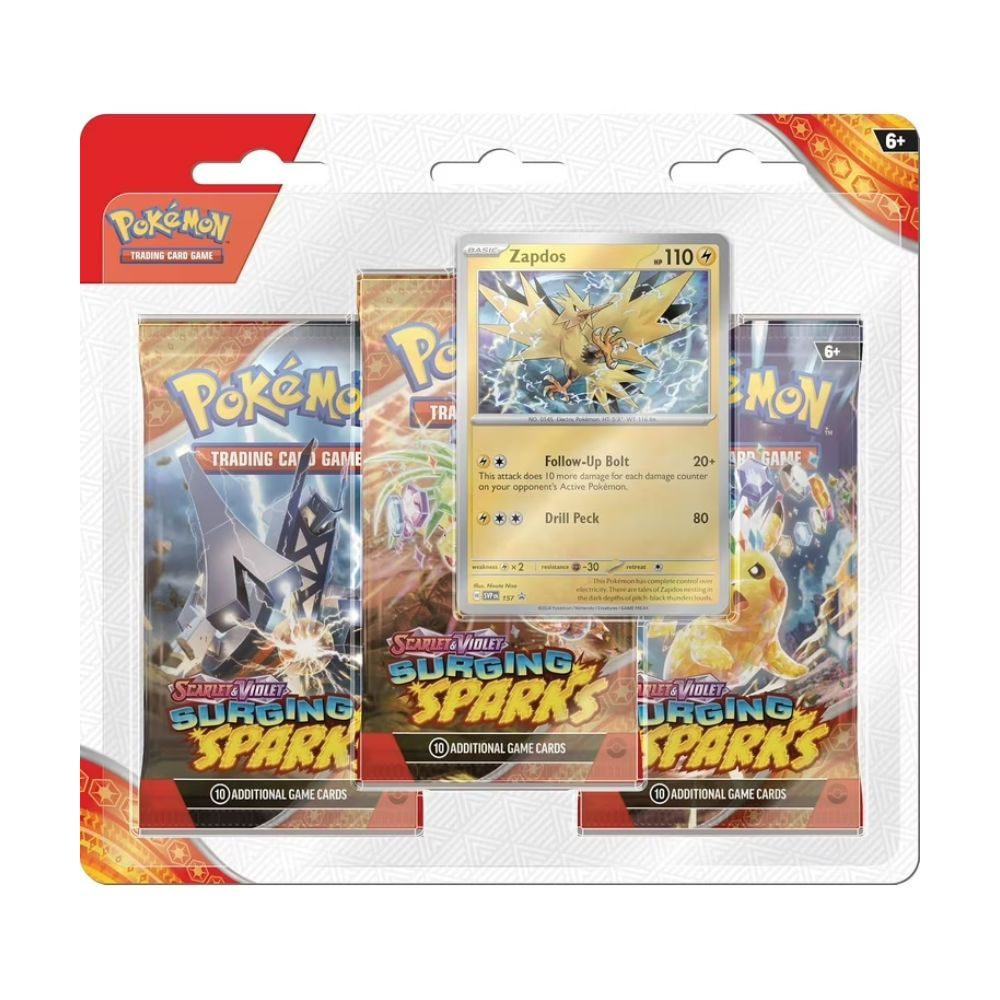 Pokemon Surging Sparks 3 Pack Blister (Zapdos)