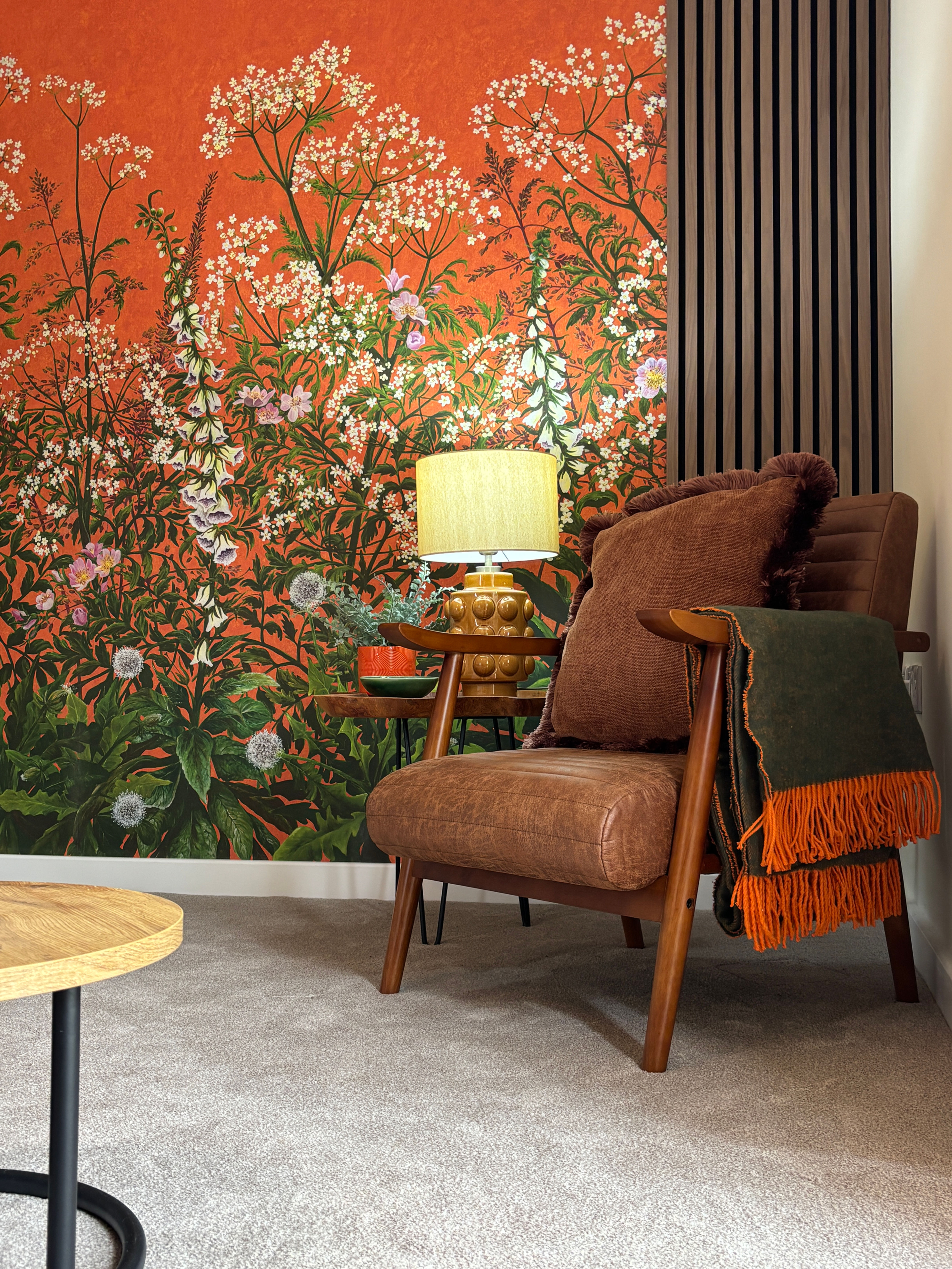 WALLCOVERING. Spring Tonic in 'Sunset' (Orange) Wildflower Mural
