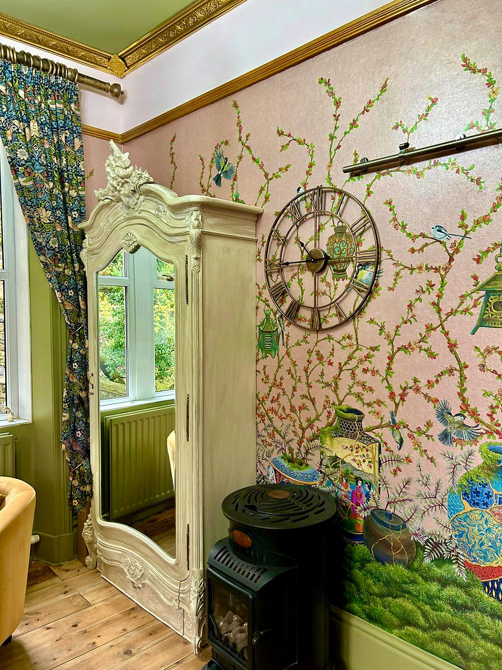 Thumbnail: WALLCOVERING. Japanese Quince, in 'Sakura Blush' (pale pink) Japanese Mural
