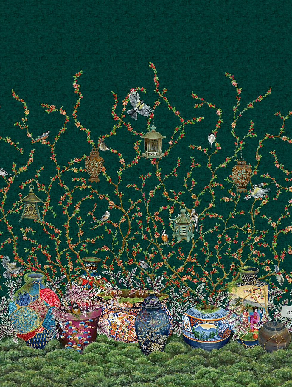 Thumbnail: Japanese Mural on dark green background