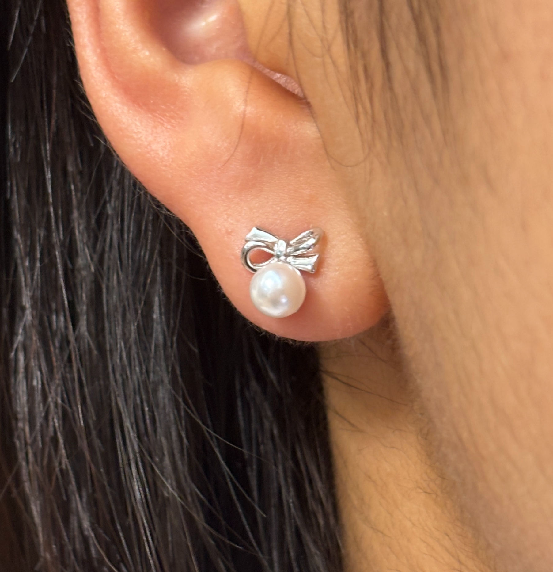 Akoya 925 Silver Ribbon Earrings