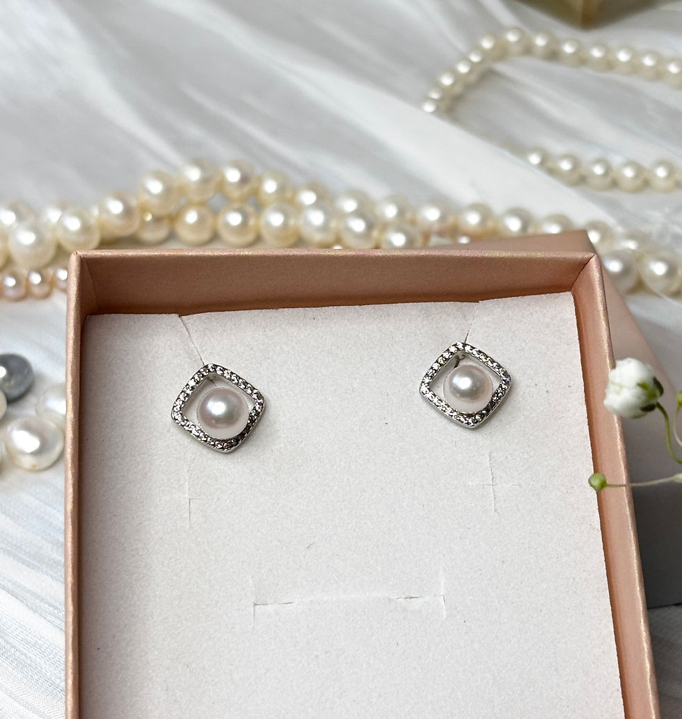 縮圖：Rhombus Akoya Pearl Necklace / Earrings 菱形akoya珍珠項鍊/耳環