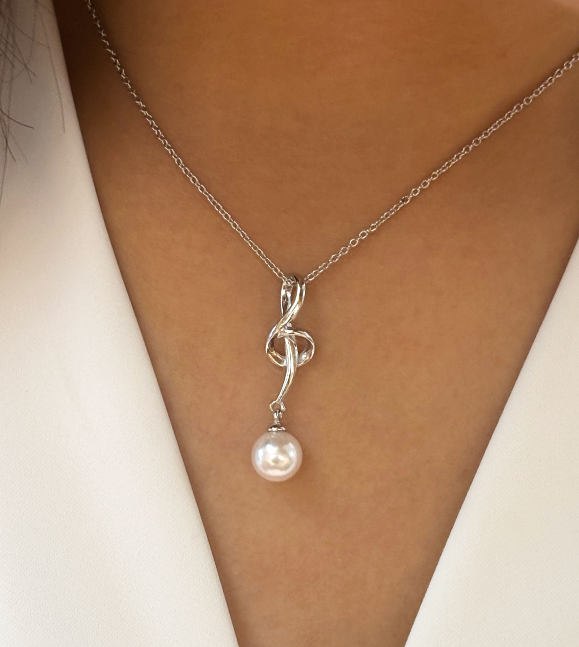 Treble Clef Japanese Akoya pearl pendant 音符日本akoya珍珠吊墜