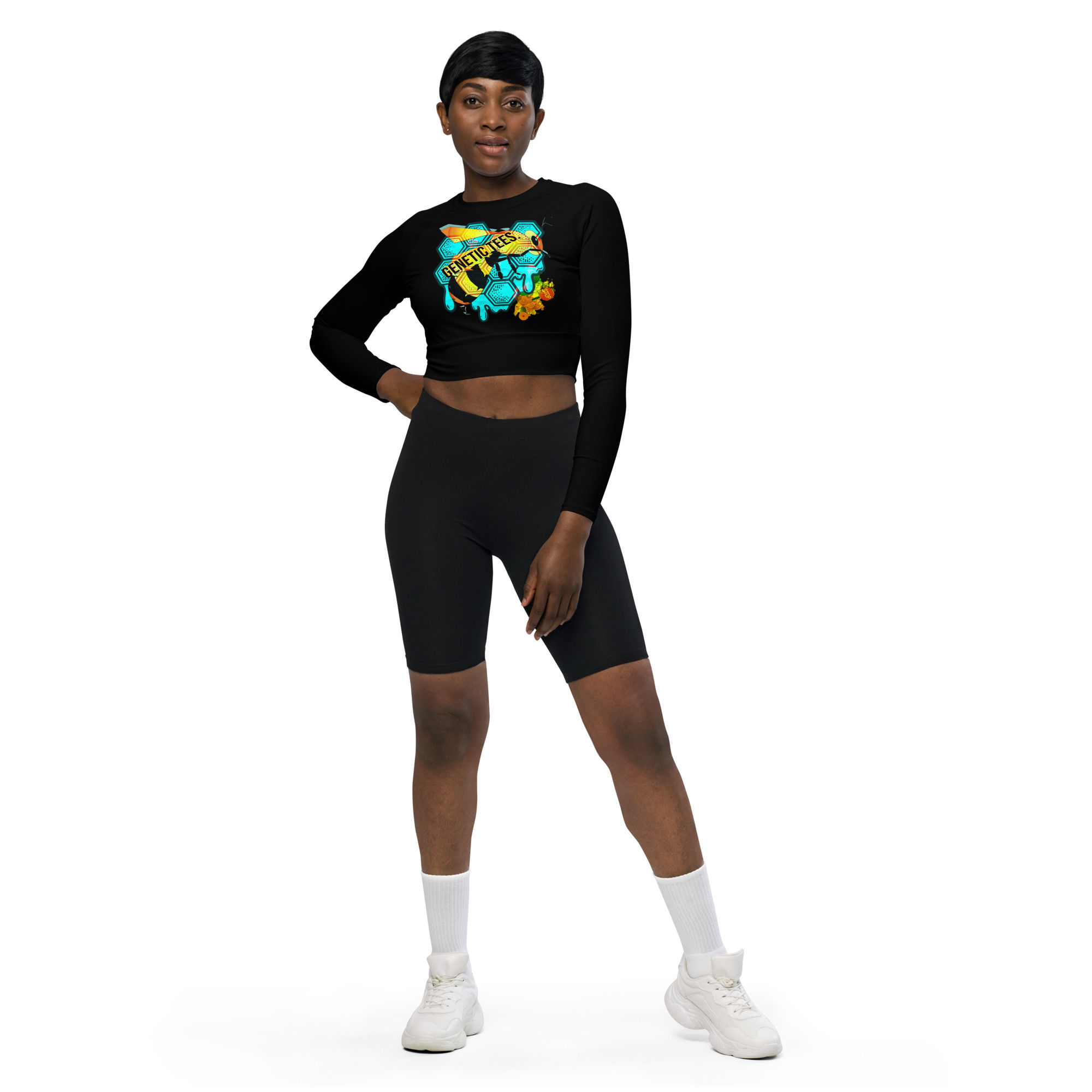 Recycled long-sleeve crop top
