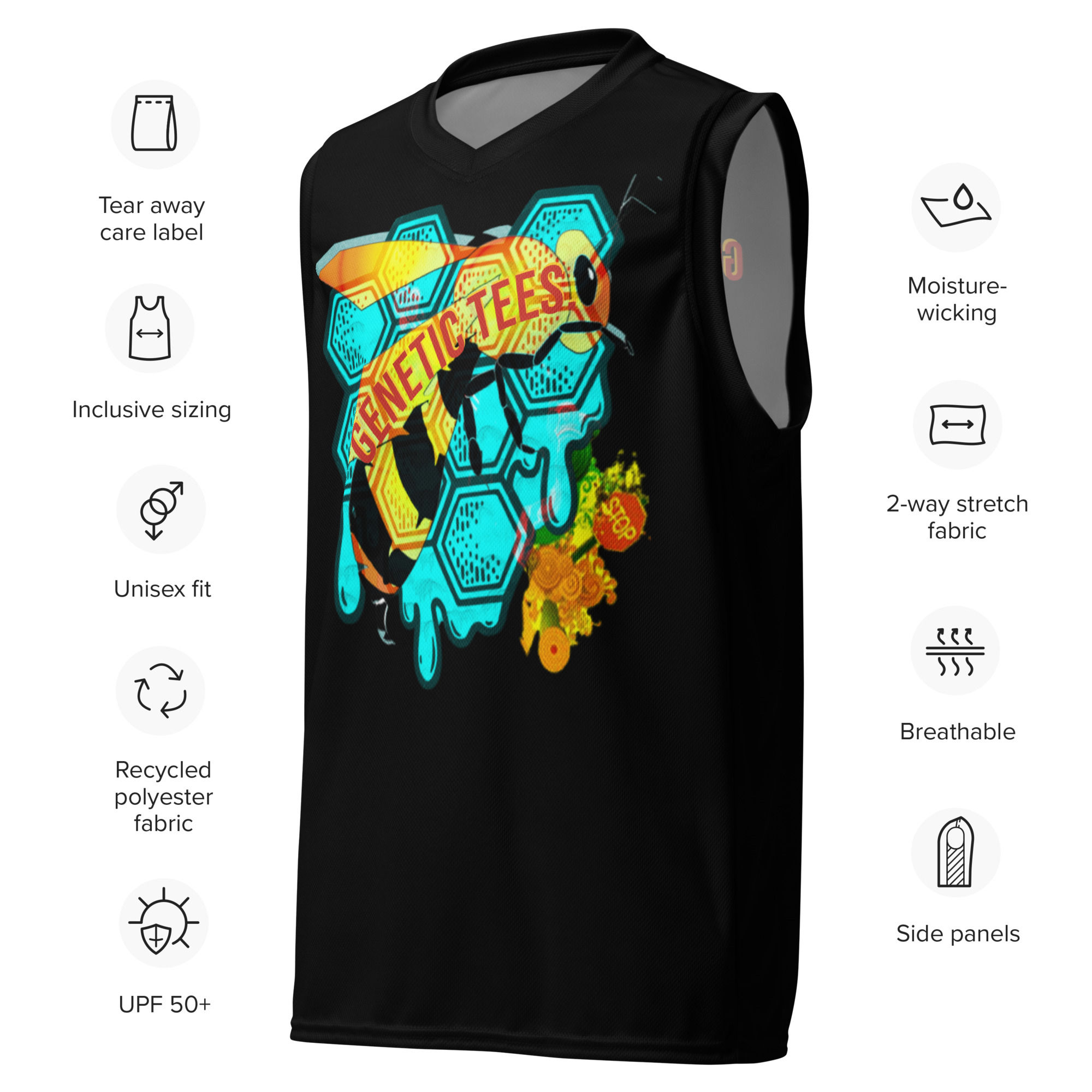 Recycled unisex basketball jersey