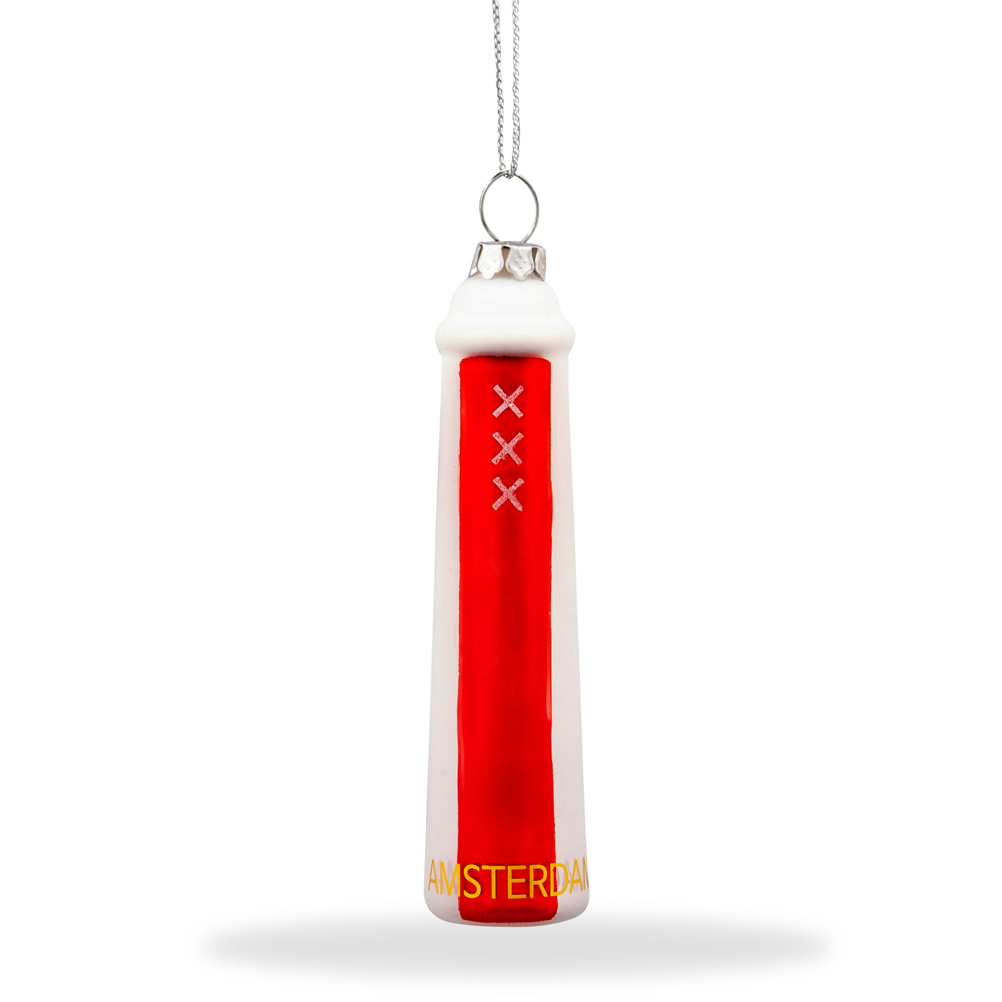 Kerstbal Amsterdammertje rood/wit