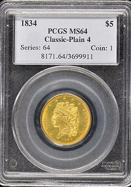1834 Classic Head $5 half eagle