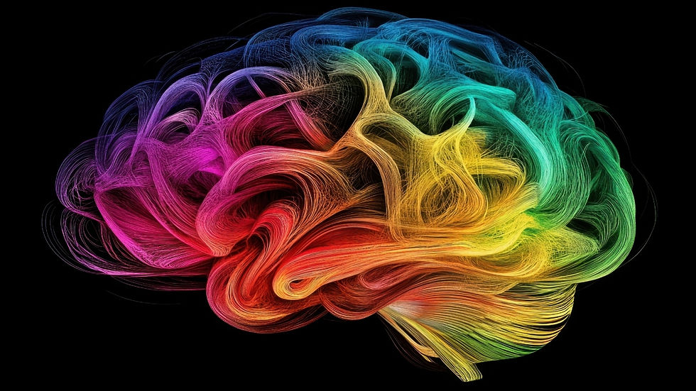 Atemarbeit Bremen – Verbindung von Atmung, Psyche und Gesundheit, symbolisiert durch ein farbiges Gehirn