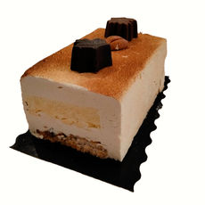 Biscuit Noix de Pécan, cœur vanille façon crème brûlée, mousse mascarpone et sirop d'érable