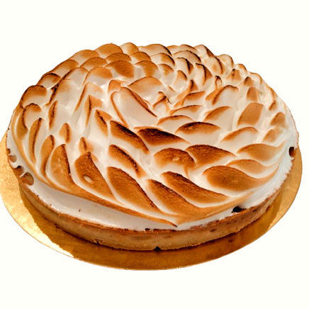 pâte sablée, crème légère citron, et meringue italienne.