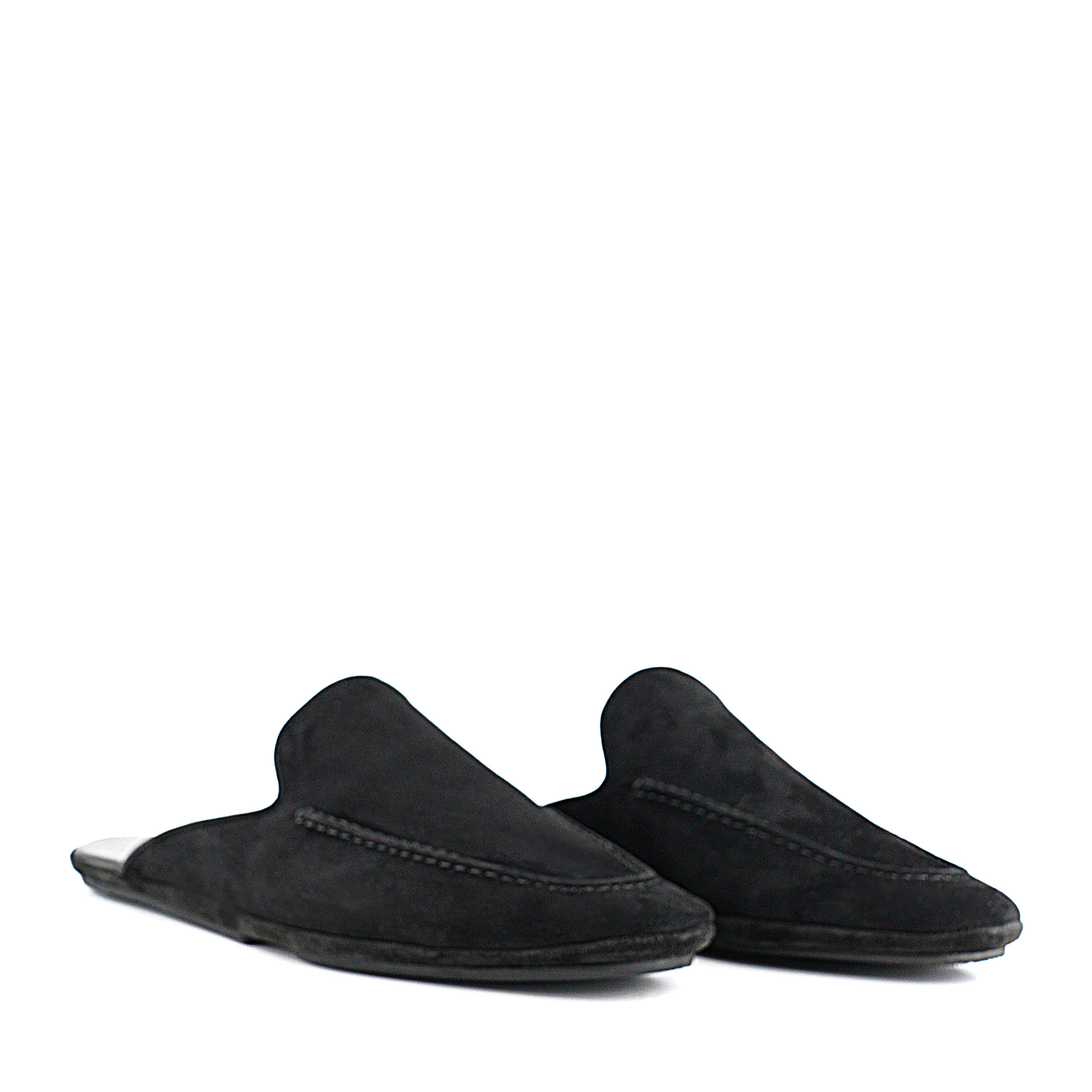 Open slipper in black suede