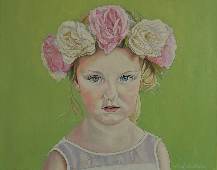 flowerfgirl, portrait, oilpainting
