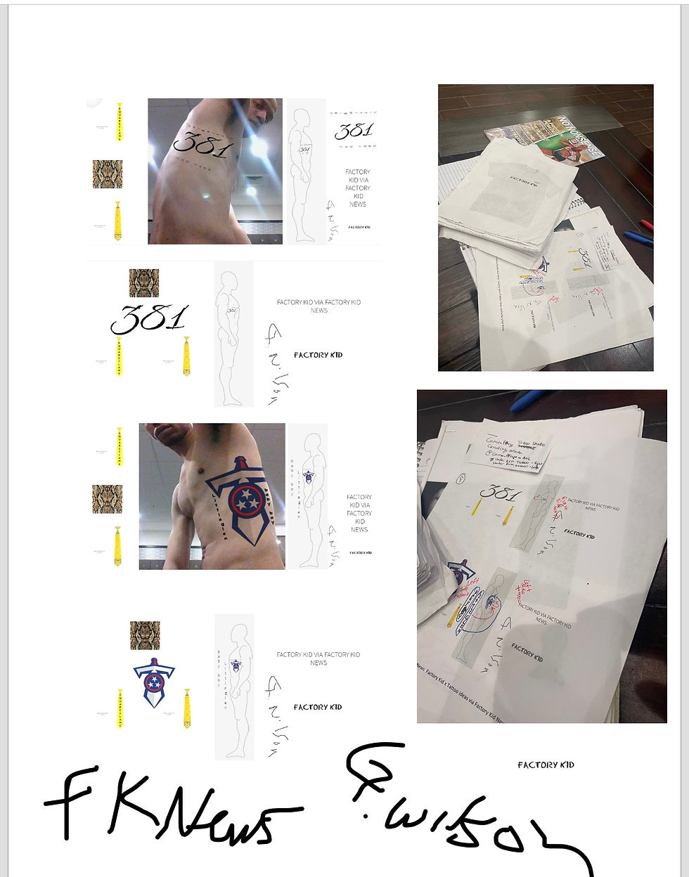 Thumbnail: Factory Kid x tattoo ideas via G. Wilson via Factory Kid News @factory_kid_news_