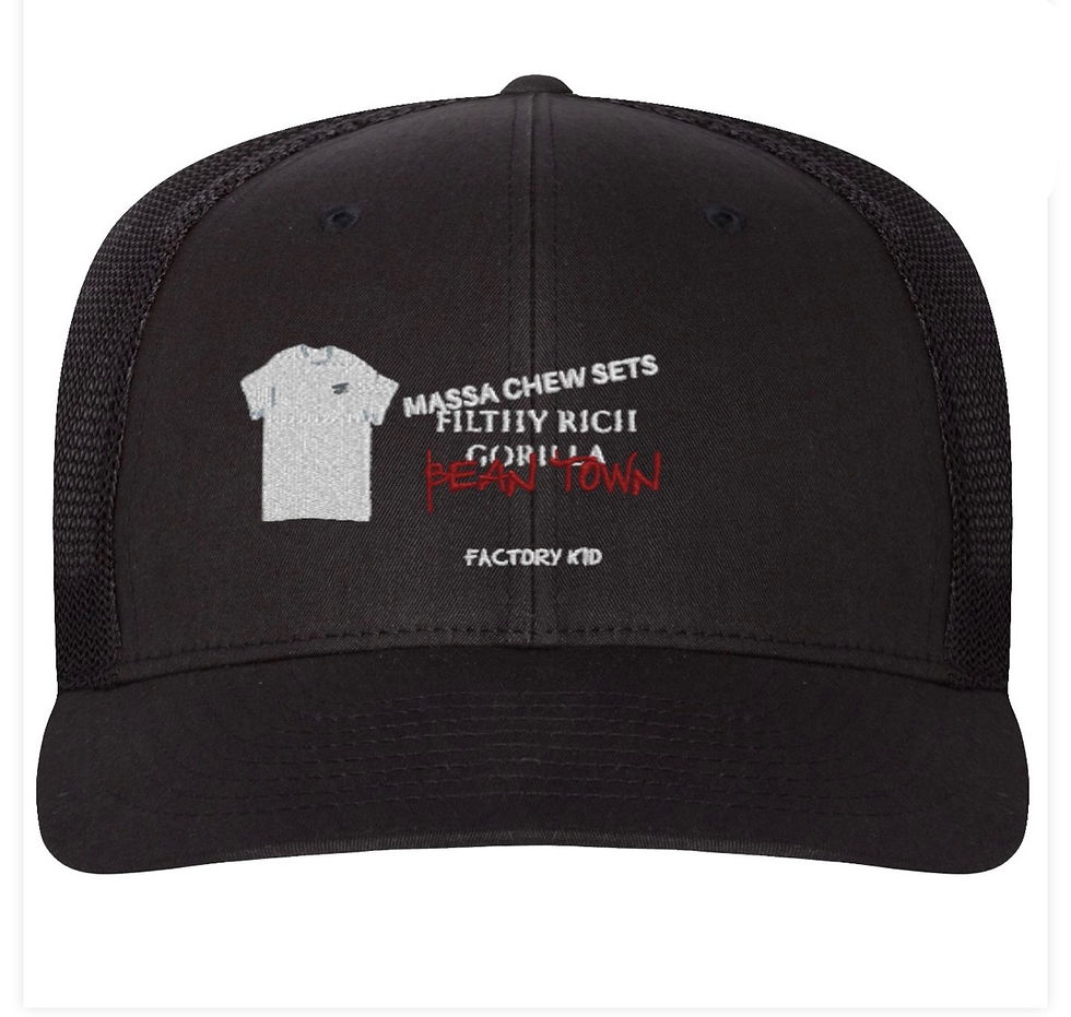 Thumbnail: Filthy Rich Gorilla x Massa Chew Setts ‘ Bean Town hats and t-shirt