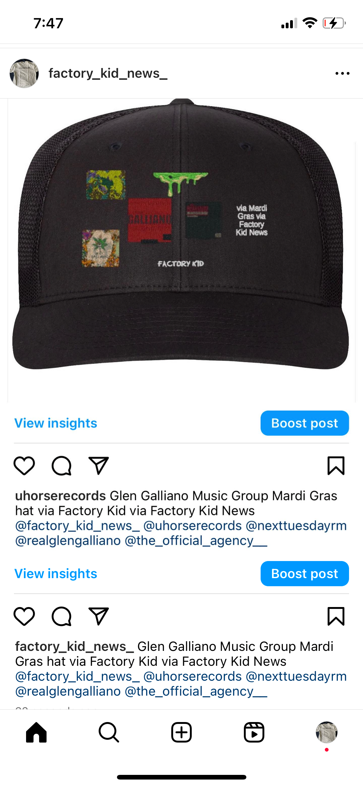 Glen Galliano Music Group Mardi Gras hat via Factory Kid via Factory Kid News @f